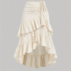 SHEIN Cream Layered Midi Skirt